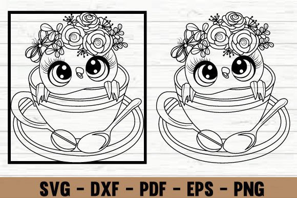 2 Set Owl Flower Cup Metal Wall Art: Graphics for Crafts