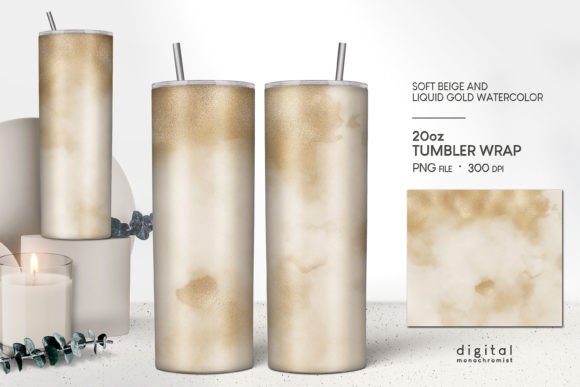 Beige Gold Watercolor Tumbler Wrap PNG: Graphics & Crafts Review
