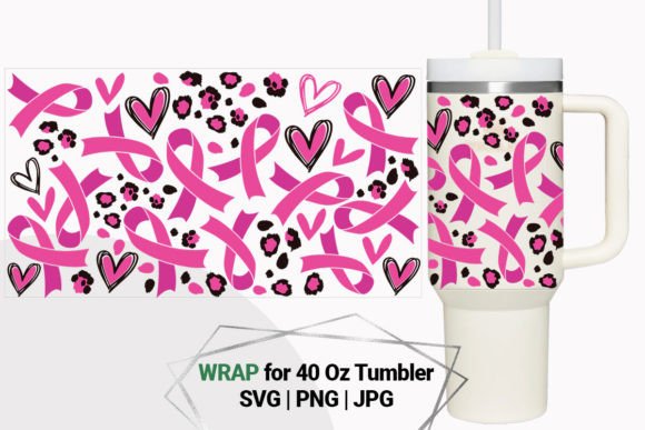 Breast Cancer Wrap for 40 Oz Tumbler – Embroidering with Heart