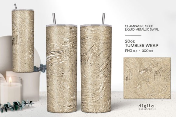 Champagne Gold Swirl Tumbler Wrap PNG