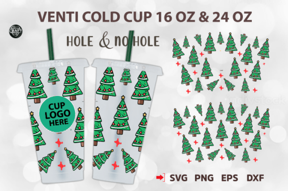 Christmas Tree Venti Cold Cup Wrap: Graphics & Tumbler Wraps
