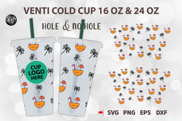 Coconuts Palm Tree 24oz Cold Cup Wrap Graphics & Tumbler Wraps