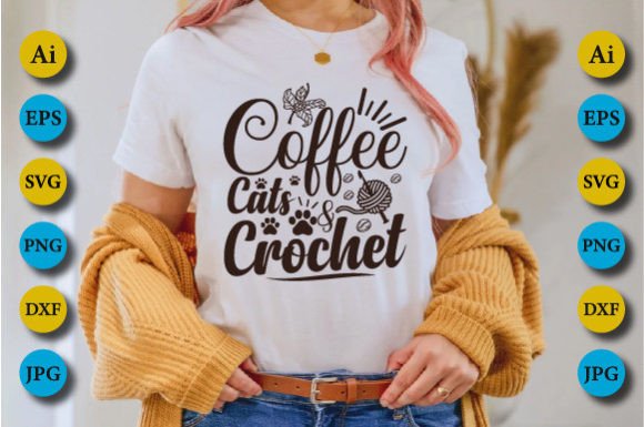 Coffee Cats Crochet Graphics for Craft Branding