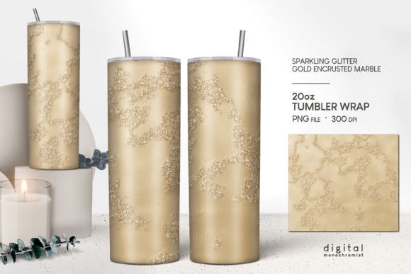 Dark Gold Marble Glitter Tumbler Wrap: Graphics & Crafts