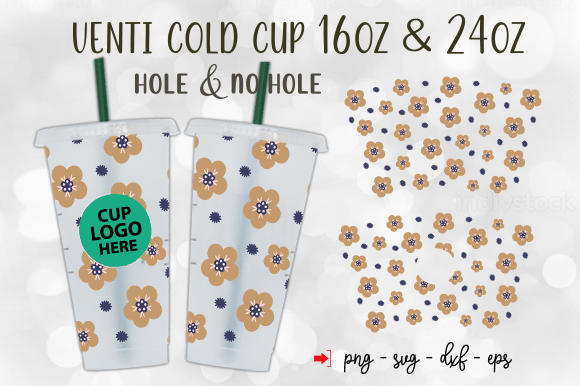 Flowers 24oz Venti Cold Cup Full Wrap: Graphics & Tumbler Wraps