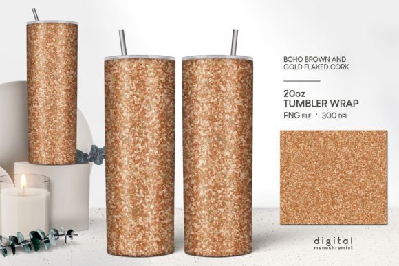 Gold Flaked Brown Cork Tumbler Graphics & Crafts