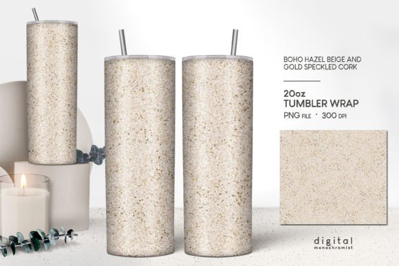 Gold Flaked Hazel Beige Cork Tumbler: Graphics & Crafts