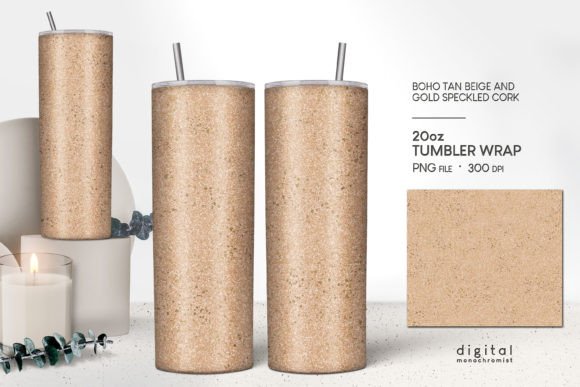 Gold Flaked Tan Beige Cork Tumbler Wrap for Graphics & Crafts