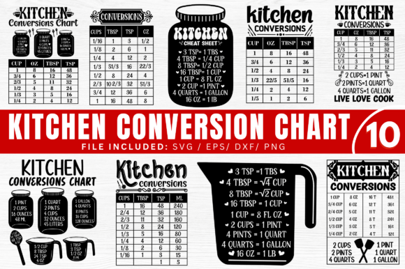 Kitchen Conversion Chart Svg Bundle: Graphics & Crafts Review