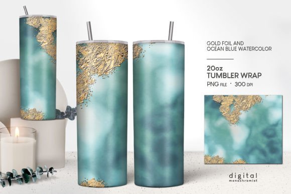 Ocean Blue Watercolor Tumbler Wrap PNG: Graphics & Crafts Review