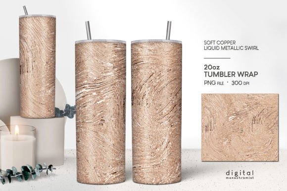 Soft Copper Swirl Tumbler Wrap PNG: Graphics & Crafts