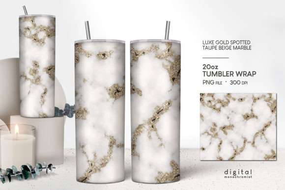 Taupe Gold Marble Tumbler Wrap PNG: Graphics for Crafts