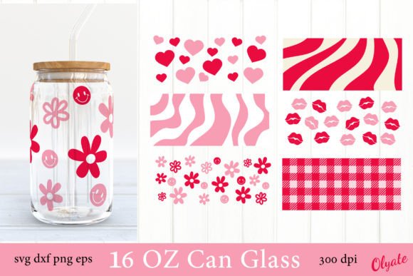 Valentines Can Glass Wrap SVG Retro Graphics & Crafts