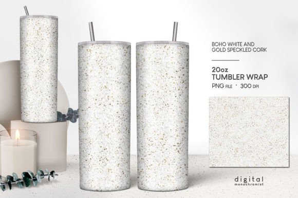 White Cork Tiny Gold Speckles Tumbler Graphics for Crafts