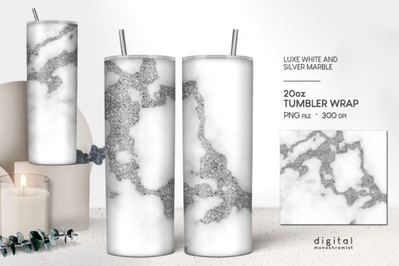White Marble Silver Veins Tumbler Wrap Review