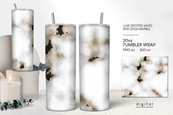 White Marble W Gold Black Tumbler PNG: Crafts & Graphics Review
